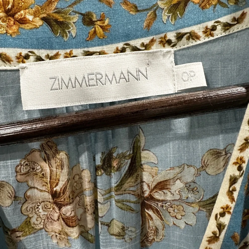 Zimmermann Teal and Gold Floral Long Sleeve Dress, Chintz, $880 - Picture 5 of 9